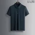 Men's ice silk polo shirt in navy blue color featuring a quick-dry breathable fabric - L / Navy Blue