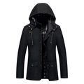 Schmal geschnittene Herren-Kapuzenjacke aus schwarzer Baumwolle mit Karo-Futter - M / Schwarz