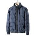 Chaqueta acolchada para hombre gris azulado con cuello alto y puños cortavientos de moda - M / Azul Niebla