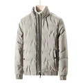 Chaqueta de plumón para hombre con cuello alto en beige gris y textura acolchada - M / Caqui
