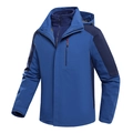 Men's blue waterproof 3-in-1 outdoor jacket with warm fleece lining and adjustable hood - S / Blue (Men)