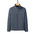 Giacca in pile reversibile da uomo con cerniera e caldo colletto alla coreana blu navy - L / Grigio Scuro (Uomo)