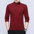 Men's slim fit long sleeve turtleneck sweater in deep wine red color for autumn winter - Burgundy