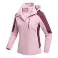 Women's 3-in-1 outdoor hiking jacket in pink and purple with detachable fleece liner - S / Pink (Women's Style)
