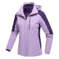 Women's 3-in-1 outdoor jacket in lavender purple with detachable warm fleece lining - S / Purple (Women's Style)