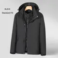 Veste unisexe 3-en-1 noire imperméable avec capuche réglable et doublure en polaire chaude - M / Usage général / Noir