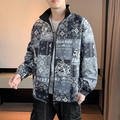 Veste décontractée pour homme avec motifs paisley et col montant pour le printemps - M / Bleu
