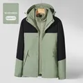 Veste outdoor 3-en-1 imperméable en vert argent et noir avec doublure polaire - M / Usage général / Vert Argenté