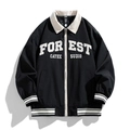 Veste unisexe style urbain oversize avec lettres brodées et col contrastant - M / Noir