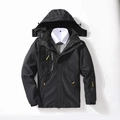 Men's 3-in-1 waterproof outdoor jacket in black with yellow zippers and hooded design - L / Male Style / Black