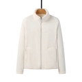 Minimalist creamy white fleece jacket with high collar and full zip for winter warmth - M / White (Women)