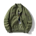 Oversized bomberjack in legergroen met gotisch borduursel en voering met cartoonprint - M / Legergroen