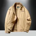 Giacca da uomo kaki foderata in pile con interno in lana e stampa militare ARMY - M / Cachi