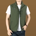 Olive green quick-dry outdoor vest for men featuring multiple zipper functional pockets - Military Green 1906 / Size 2xl 185 (recommended For Individuals Around 165 Catties)