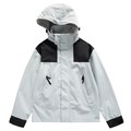 Outdoor color-block hooded jacket in grey and black with windproof waterproof fabric - S / Off-White Grey