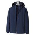 Men's dark blue 3-in-1 outdoor jacket with hood and waterproof fabric - M / Navy Blue (Men)