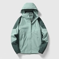 Outdoor waterproof 3-in-1 jacket with green color blocking and warm fleece inner - M / Female Style / Dark Green