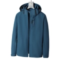 Dark blue 3-in-1 waterproof jacket with detachable inner and EXPLORE chest print - M / Post Blue (Men)
