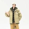 Wattierte Jacke in hellem Khaki im Vintage-Workwear-Stil mit gemütlicher Tunnelzugkapuze - S / Khaki