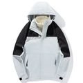 Three-in-one outdoor hiking jacket with light blue and black shell and fleece liner - S / Black and White