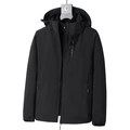 Men's 3-in-1 black hooded jacket with Explore print and windproof functional fabric - M / Black (Men's)