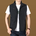 Men's black quick-dry outdoor vest with stand collar, zip pockets and professional print - 3XL / Tops / Black (1906 Style)