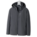 Men's dark grey 3-in-1 outdoor jacket with Explore print and detachable hood - M / Dark Gray (Men's)