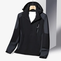 Waterdichte outdoor jas met capuchon van functionele stof in zwart en donkergrijs - M / Zwart (Heren)