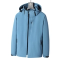 Veste 3-en-1 imperméable bleu clair pour homme avec capuche et imprimé Explore - M / Bleu Brume (Hommes)