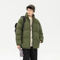 Giacca imbottita uomo oversize color verde oliva invernale con collo alto e imbottitura - S / Verde Militare