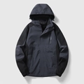 Giacca sportiva uomo outdoor in grigio antracite e nero con cappuccio e cerniera - L / Stile Uomo / grigio scuro