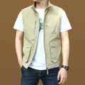 Men's quick-dry khaki outdoor vest with multi-pockets and lightweight design - 3XL / Tops / Khaki (007 Style)