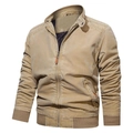 Vintage kaki katoenen pilotenjack voor heren met geribbelde kraag en ritssluiting - 6XL / Khaki
