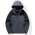 Outdoor color-block hooded jacket in grey and black with adjustable velcro cuffs - S / Dark Gray