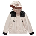 Pink and black color-block hooded outdoor jacket with windproof waterproof fabric features - S / Pink