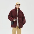 Piumino da uomo bordeaux oversize con collo alto e ampia trapuntatura a rombi - S / Borgogna