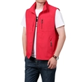 Men's quick-dry red zipper vest with stand-up collar and functional multi-pockets - 3XL / Tops / Red (1906 Style)