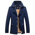 Giacca a vento invernale blu navy da uomo con calda fodera in pile e spalline di stile - 4XL / Blu Scuro (Pile Ispessito)