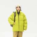 Piumino dal taglio ampio in verde neon con cappuccio e strati trapuntati per l'inverno - S / Giallo