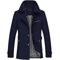 Herren Trenchcoat in Dunkelblau aus Baumwolle mit Einreiher-Knopfleiste und Karofutter - M / Dunkelblau