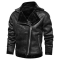 Detail of black shearling lining and faux suede texture on men's biker jacket - Black