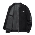Men's vintage black corduroy bomber jacket with embroidery patches in a flat lay view - M / Black