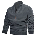 Charcoal grey vintage cotton work jacket with standing collar and 3D hollow display - 6XL / Military Gray