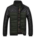 Veste matelassée thermique pour homme vert foncé et noir avec empiècements en cuir synthétique - M / Vert