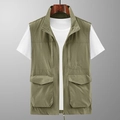 Gilet utilitaire homme vert armée avec quatre poches et imprimé outdoor sur cintre - M / Khaki