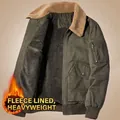 Chaqueta de aviador de invierno para hombre verde militar con forro polar y lana suave - M / Verde