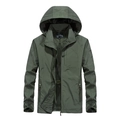 Men's military green hooded windbreaker jacket with tactical pockets and mesh lining - 3XL / Army Green