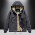 Giacca invernale da uomo grigio scuro con calda fodera in pile e cappuccio - 3XL / grigio scuro