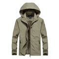 Men's khaki hooded windbreaker jacket with water-repellent fabric and mesh lining - 3XL / Khaki