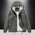 Giacca cargo pilot invernale da uomo con calda fodera in sherpa colore verde militare - 3XL / Grigio chiaro